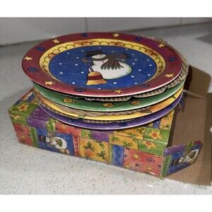 Sango Sweet Shoppe Christmas Set of 4 Salad Plates by Sue Zipkin